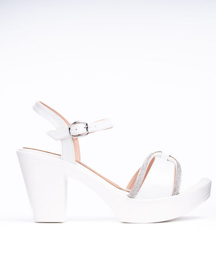 Sandalias de Vestir Mujer Preto - Blanco