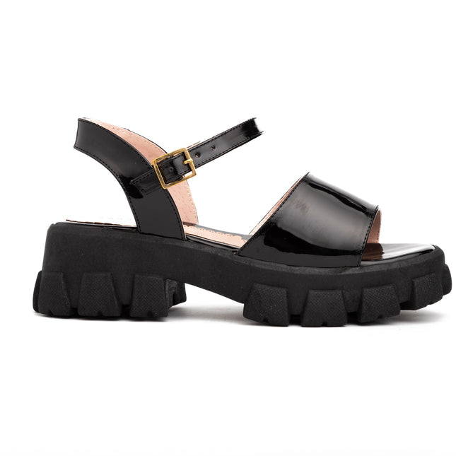 Sandalias Casuales Mujer Reggio - Negro Charol