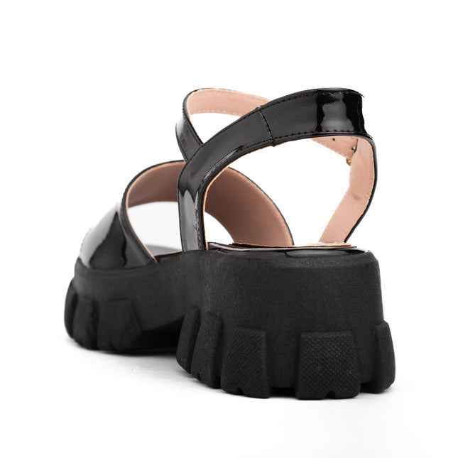 Sandalias Casuales Mujer Reggio - Negro Charol