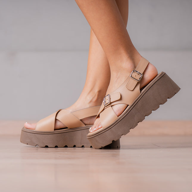 Sandalias Casuales Mujer Alesio - Beige