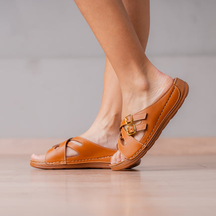 Sandalias Casuales Mujer  Herinodes - Camel