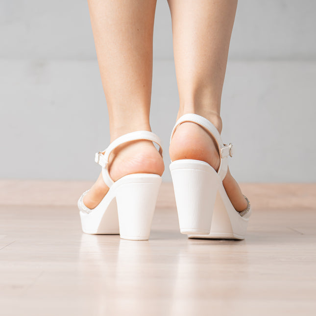 Sandalias de Vestir Mujer Preto - Blanco