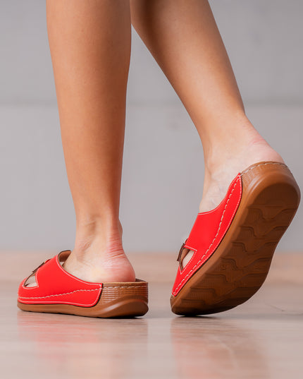 Sandalias Casuales Mujer Prinodah - Rojo