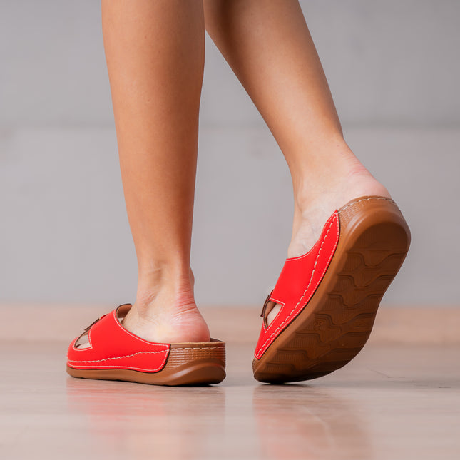 Sandalias Casuales Mujer Prinodah - Rojo