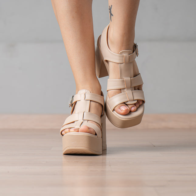 Sandalias Casuales Mujer Rosita - Beige
