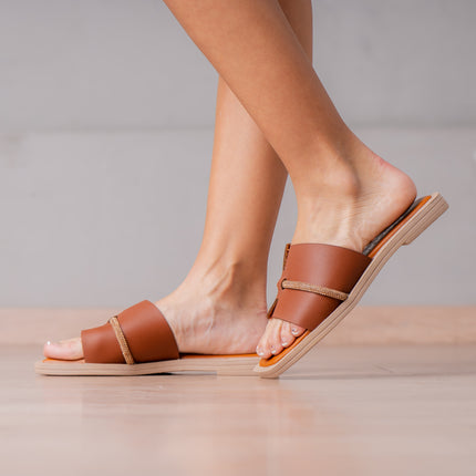 Sandalias Casuales Mujer Runny - Camel