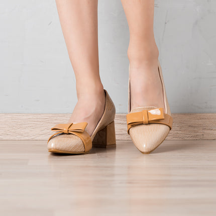 Stilettos Mujer Rodas - Beige Charol