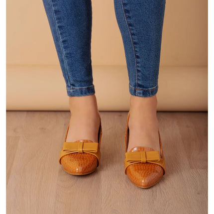 Stilettos Mujer Rodas - Camel Charol