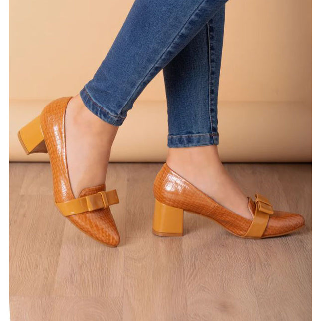 Stilettos Mujer Rodas - Camel Charol