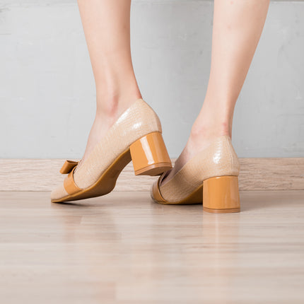 Stilettos Mujer Rodas - Beige Charol