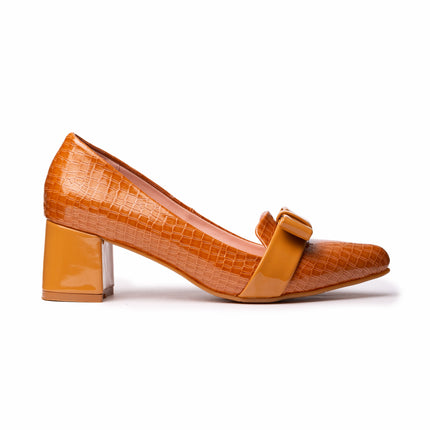 Stilettos Mujer Rodas - Camel Charol