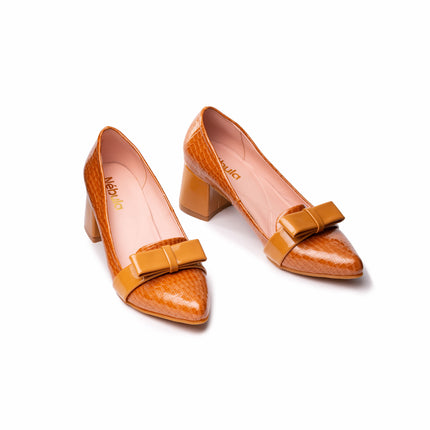 Stilettos Mujer Rodas - Camel Charol
