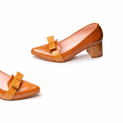 Stilettos Mujer Rodas - Camel Charol