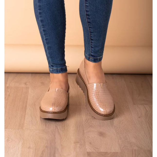 Mocasines Mujer Vratsa - Beige Charol