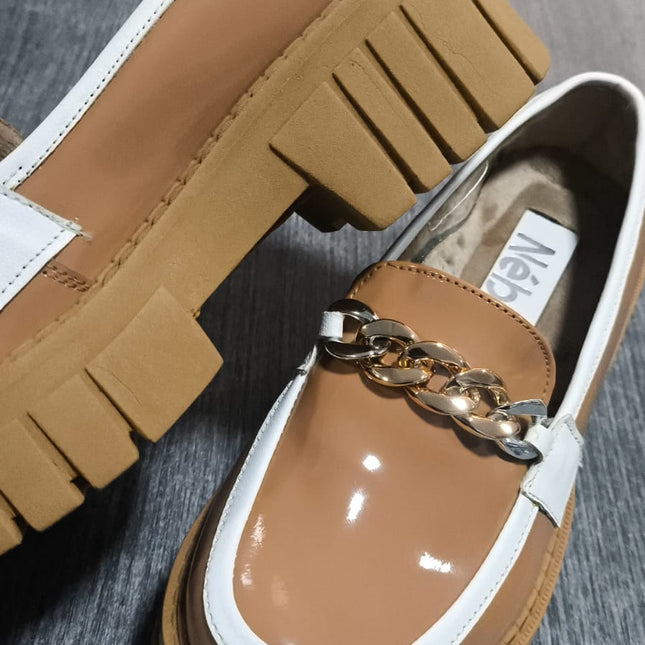 Mocasines Mujer Antalya - Camel Blanco 35 (Yayita)