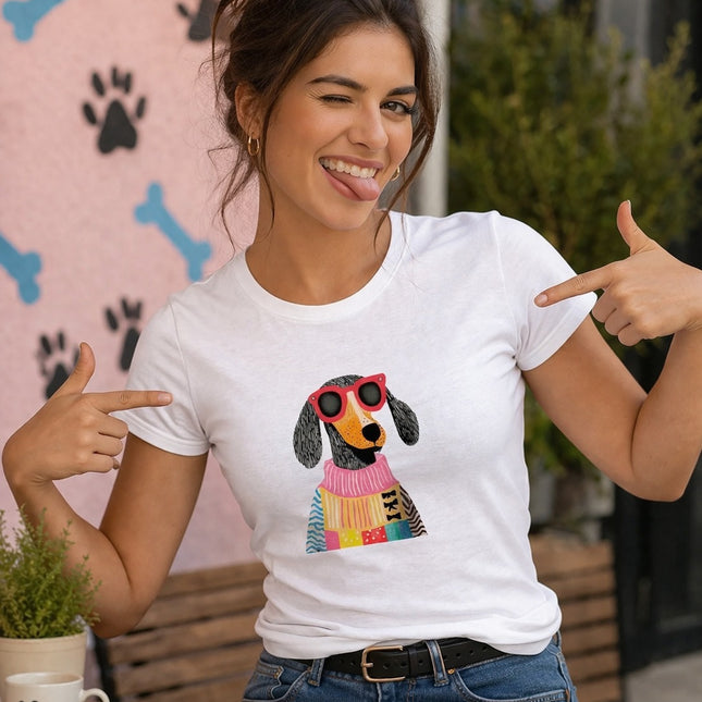 Polo Mujer - Pero Con Abrigo y Lentes Rojos