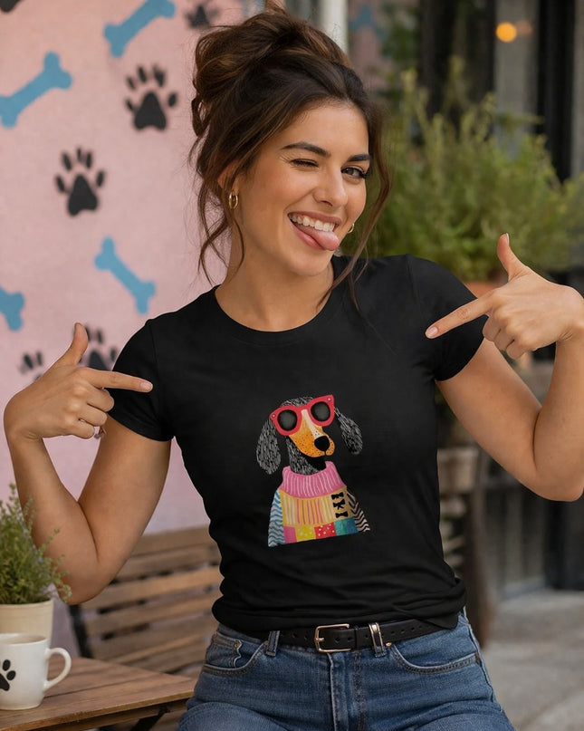 Polo Mujer - Pero Con Abrigo y Lentes Rojos