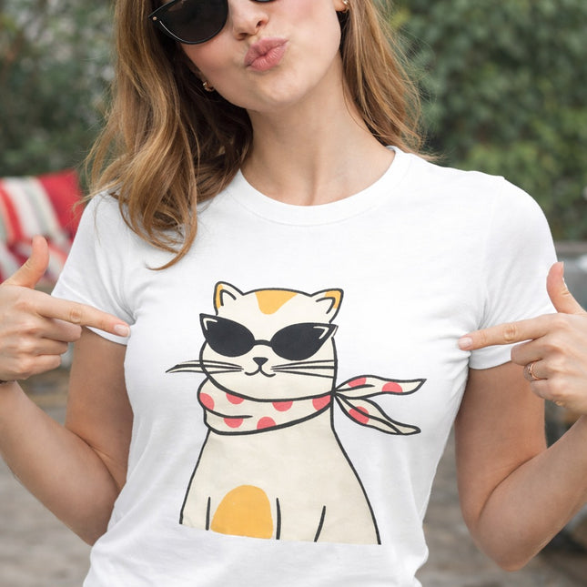 Polo Mujer - Gato Con Lentes Negros