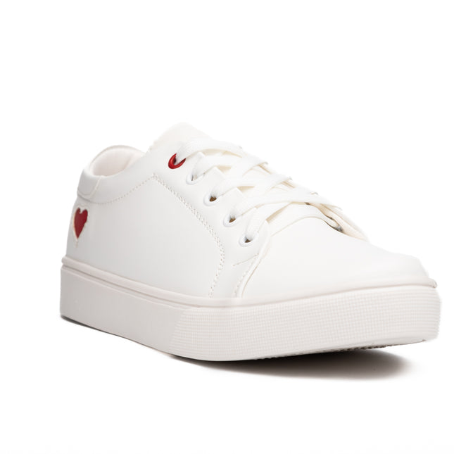 Zapatillas Urbanas Mujer Arezzo - Blanco Corazón Rojo