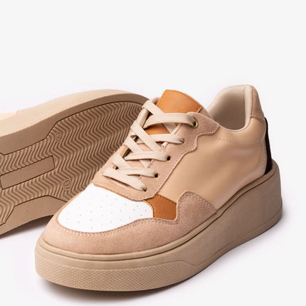 Zapatillas Urbanas Mujer Cancun - Beige Blanco