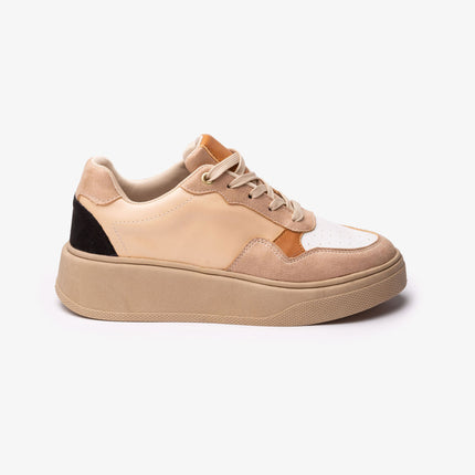 Zapatillas Urbanas Mujer Cancun - Beige Blanco