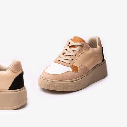 Zapatillas Urbanas Mujer Cancun - Beige Blanco