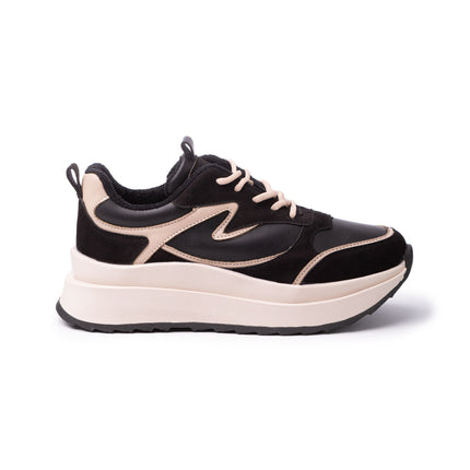 Zapatilla Flower - Negro con beige