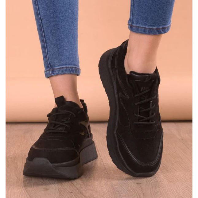Zapatillas Urbanas Mujer Flower - Negro Gamuza