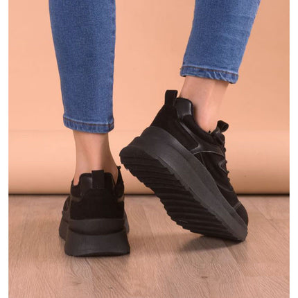 Zapatillas Urbanas Mujer Flower - Negro Gamuza
