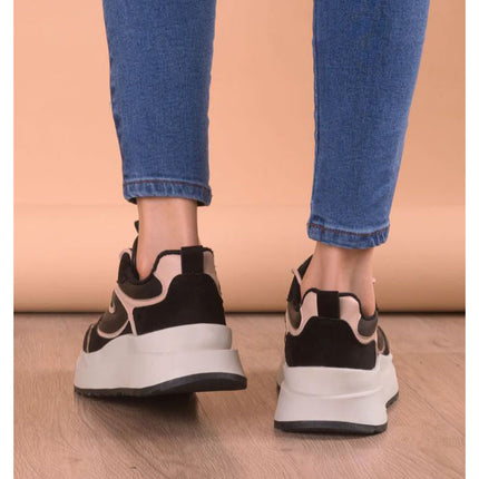 Zapatilla Flower - Negro con beige