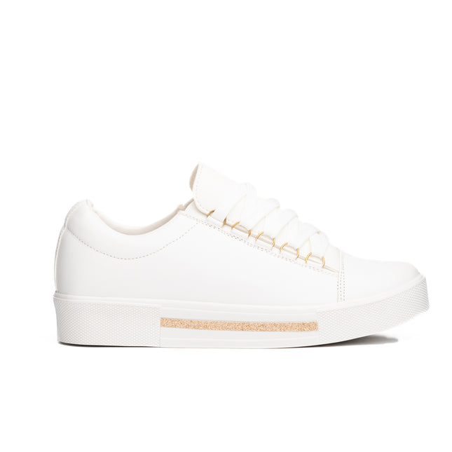 Zapatillas Urbanas Mujer Leticia - Blanco con Dorado
