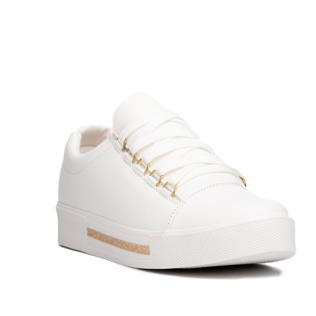 Zapatillas Urbanas Mujer Leticia - Blanco con Dorado