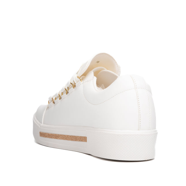 Zapatillas Urbanas Mujer Leticia - Blanco con Dorado