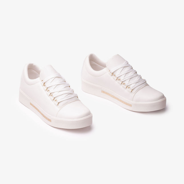 Zapatillas Urbanas Mujer Leticia - Blanco con Dorado
