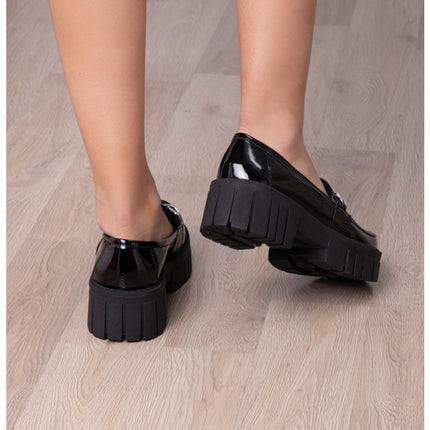 Mocasines Mujer Antalya - Negro Serpiente Charol