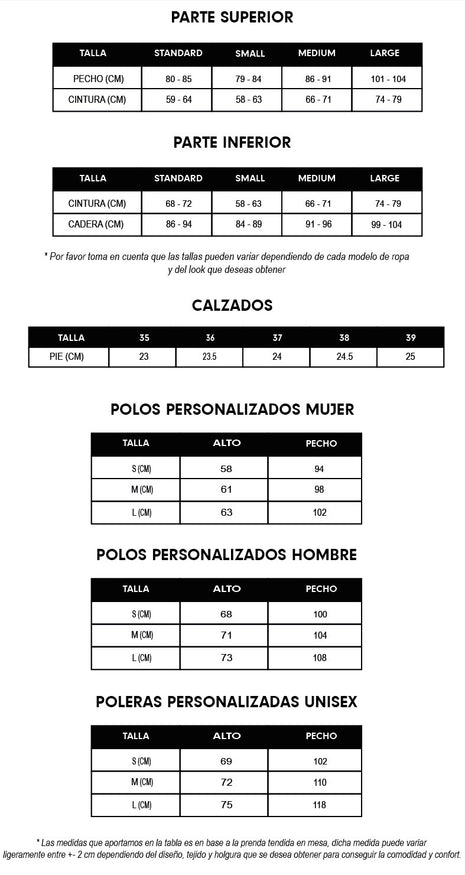GUÍA DE TALLAS