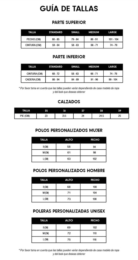 GUÍA DE TALLAS