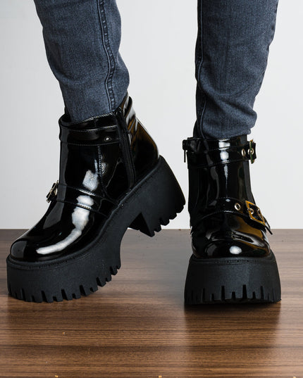Botas Alicia - Negro Charol - Tienda Nébula