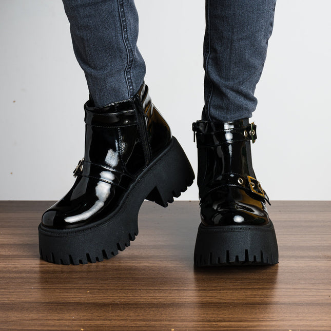 Botas Alicia - Negro Charol - Tienda Nébula