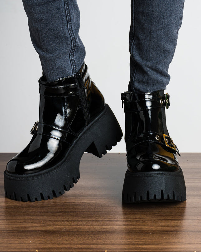 Botas Alicia - Negro Charol - Tienda Nébula