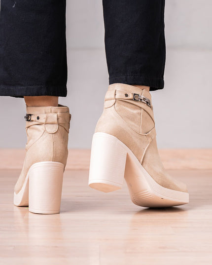 Botines Champeta - Nude Gamuza - Tienda Nébula