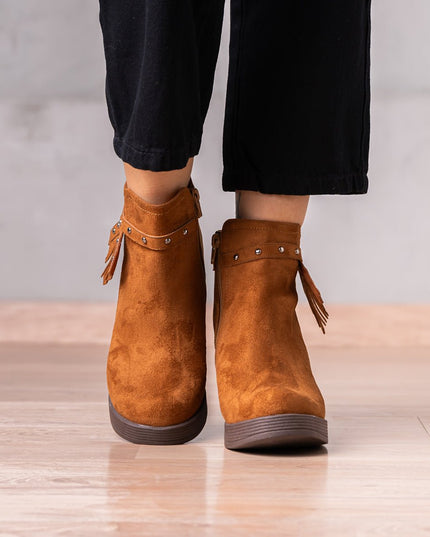 Botines Chenda - Camel Gamuza - Tienda Nébula