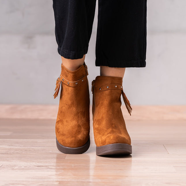 Botines Chenda - Camel Gamuza - Tienda Nébula