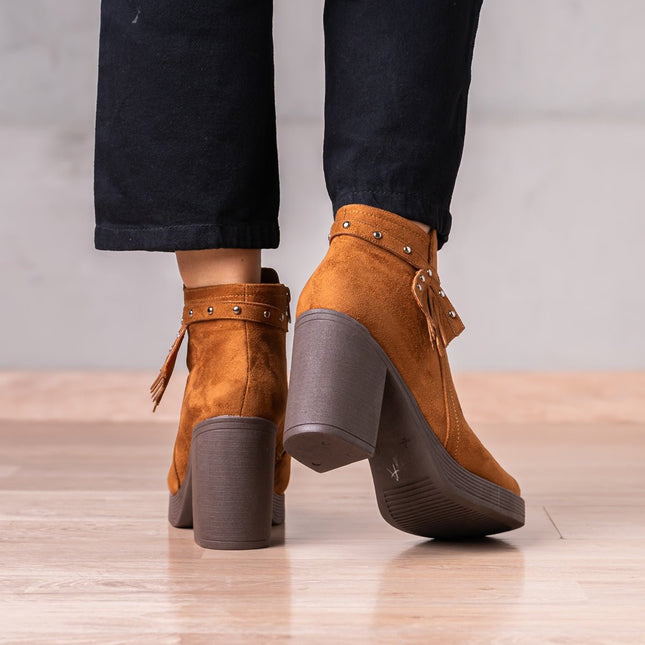 Botines Chenda - Camel Gamuza - Tienda Nébula