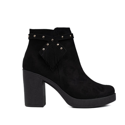 Botines Chenda - Negro Gamuza - Tienda Nébula