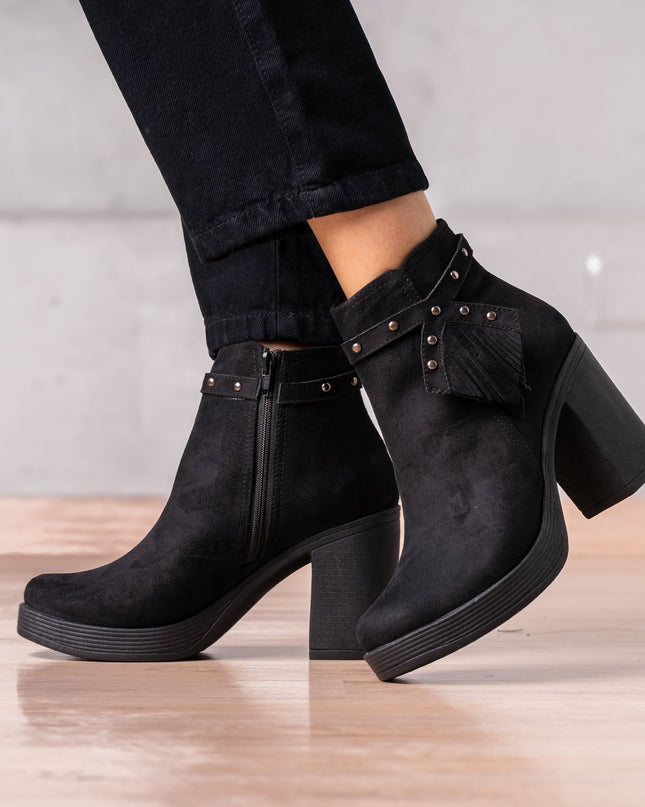 Botines Chenda - Negro Gamuza - Tienda Nébula