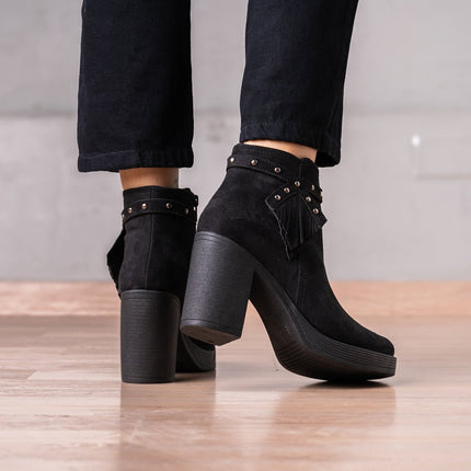 Botines Chenda - Negro Gamuza - Tienda Nébula