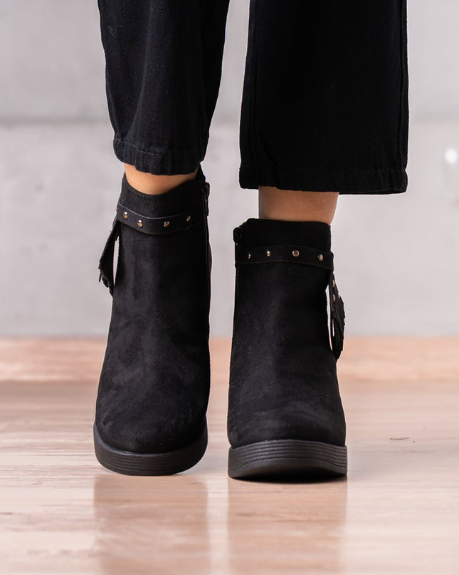 Botines Chenda - Negro Gamuza - Tienda Nébula