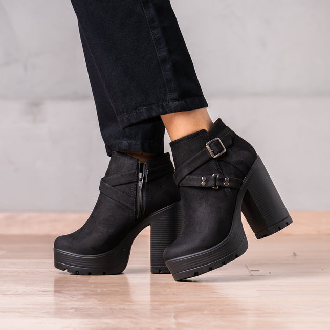 Botines Jorani - Negro Gamuza - Tienda Nébula