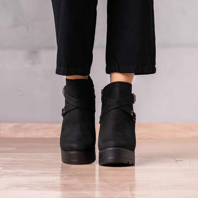 Botines Jorani - Negro Gamuza - Tienda Nébula